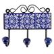 Navy Blue Leaf Ceramic Floral Tile Hook